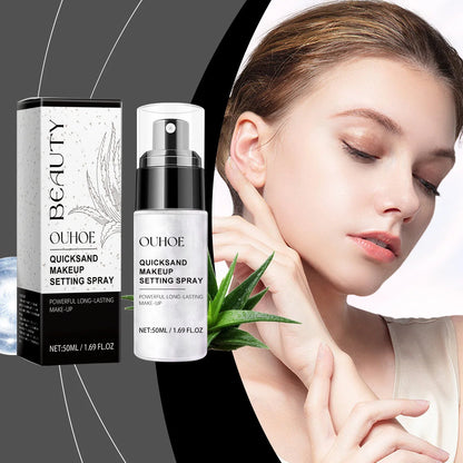 Quicksand makeup setting spray and face loose powder duo, white packaging, 2-piece set on Tampa Home & Garden Store