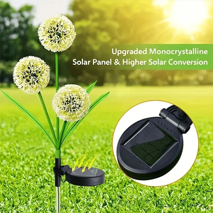Perfecsy 1pc solar dandelion LED lawn light with 3 heads, 2 modes, stake for walkways on Tampa Home & Garden Store