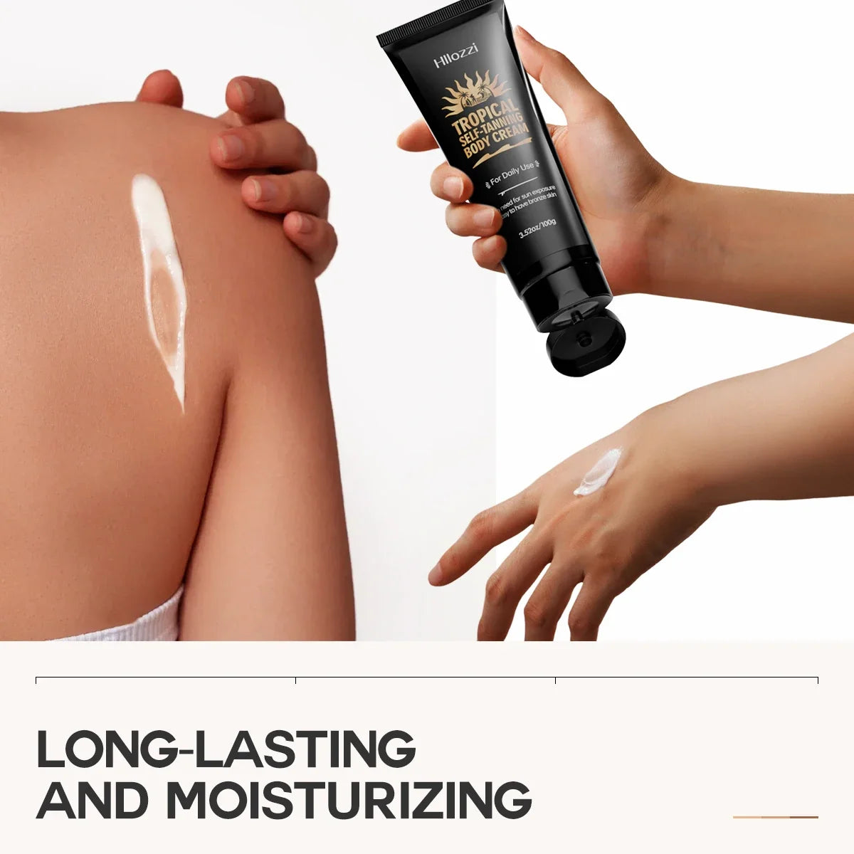 Self-tanning body cream Silcy Skin in black tube; tropical label, hydrating for face and body on Tampa Home & Garden Store