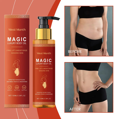 West Month Magic Luxury Body Oil 2-piece orange pump bottle ornate box Silcy Skin on Tampa Home & Garden Store