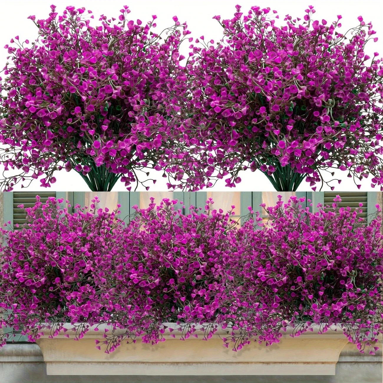 Perfecsy 12-bunch UV-resistant purple artificial flowers for garden edging & window boxes on Tampa Home & Garden Store