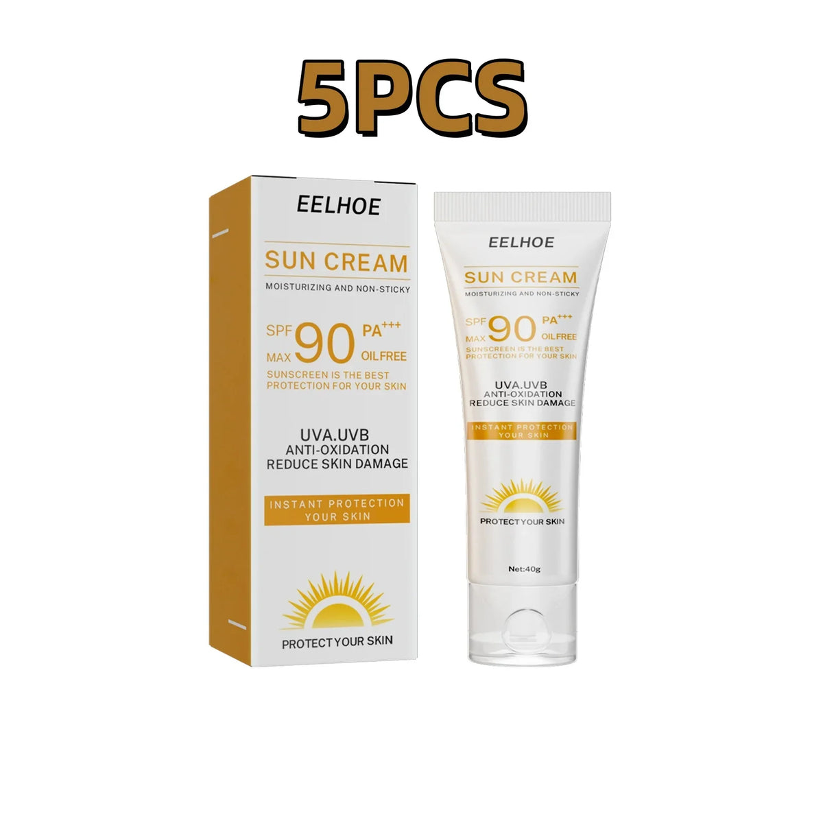 EELHOE Sun Cream SPF90 PA+++ moisturizing oil-free 5pcs box and tube set on Tampa Home & Garden Store