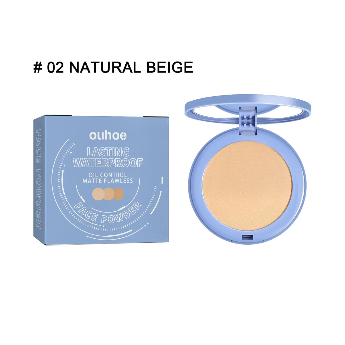 Face powder Silcy Skin natural beige 02 lasting waterproof compact and box, 2 pieces on Tampa Home & Garden Store
