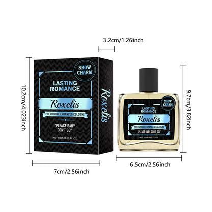 Roxelis 50ml pheromone enhanced cologne bottle with black patterned box two-piece Lasting Romance on Tampa Home & Garden Store