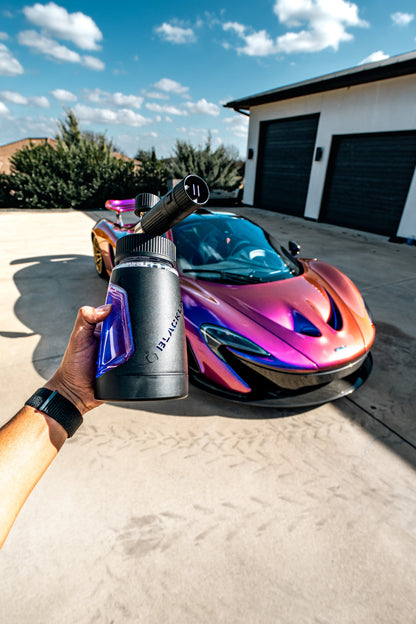 Blackline Ultra Series foam cannon by Blackline Car Care with purple bottle and nozzle on Tampa Home & Garden Store