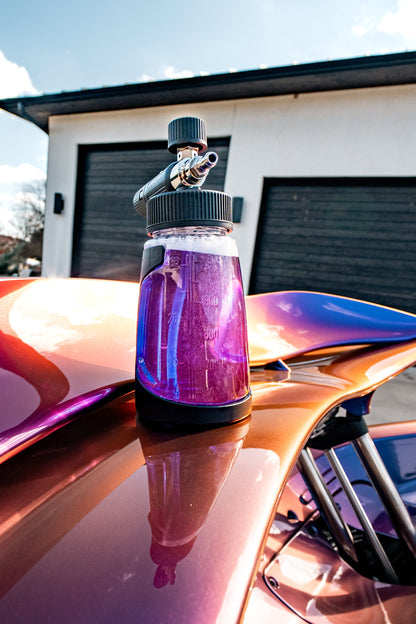 BLACKLINE Ultra Series Foam Cannon by Blackline Car Care on a purple bottle with black cap on Tampa Home & Garden Store