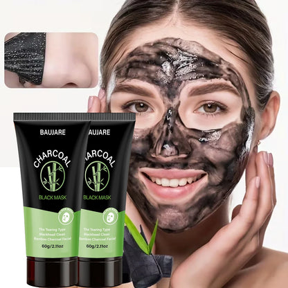 Charcoal Peel Off Mask tubes (2) with bamboo charcoal, centella & niacinamide on face on Tampa Home & Garden Store