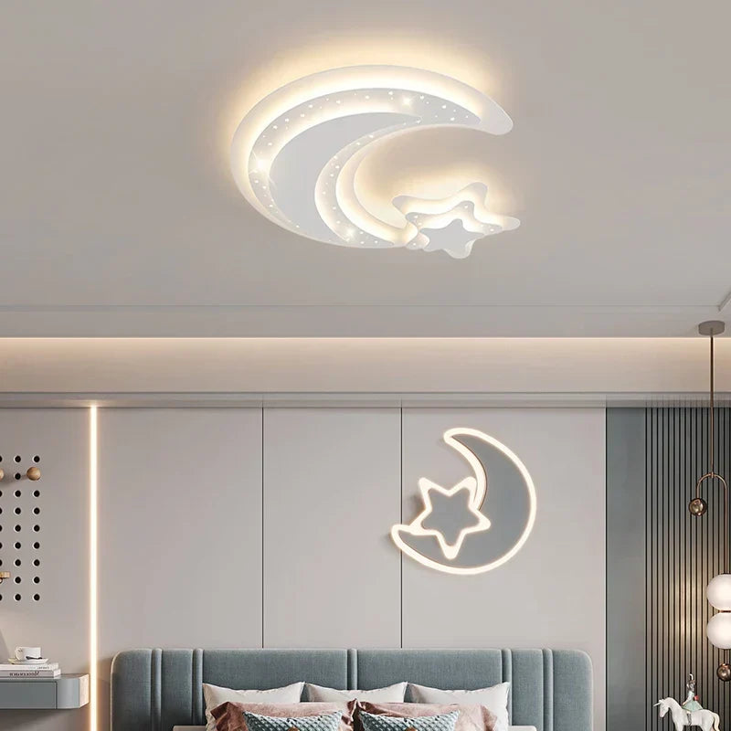 DecorBites Kids Room LED chandelier with moon and star ceiling lamp and wall neon light on Tampa Home & Garden Store