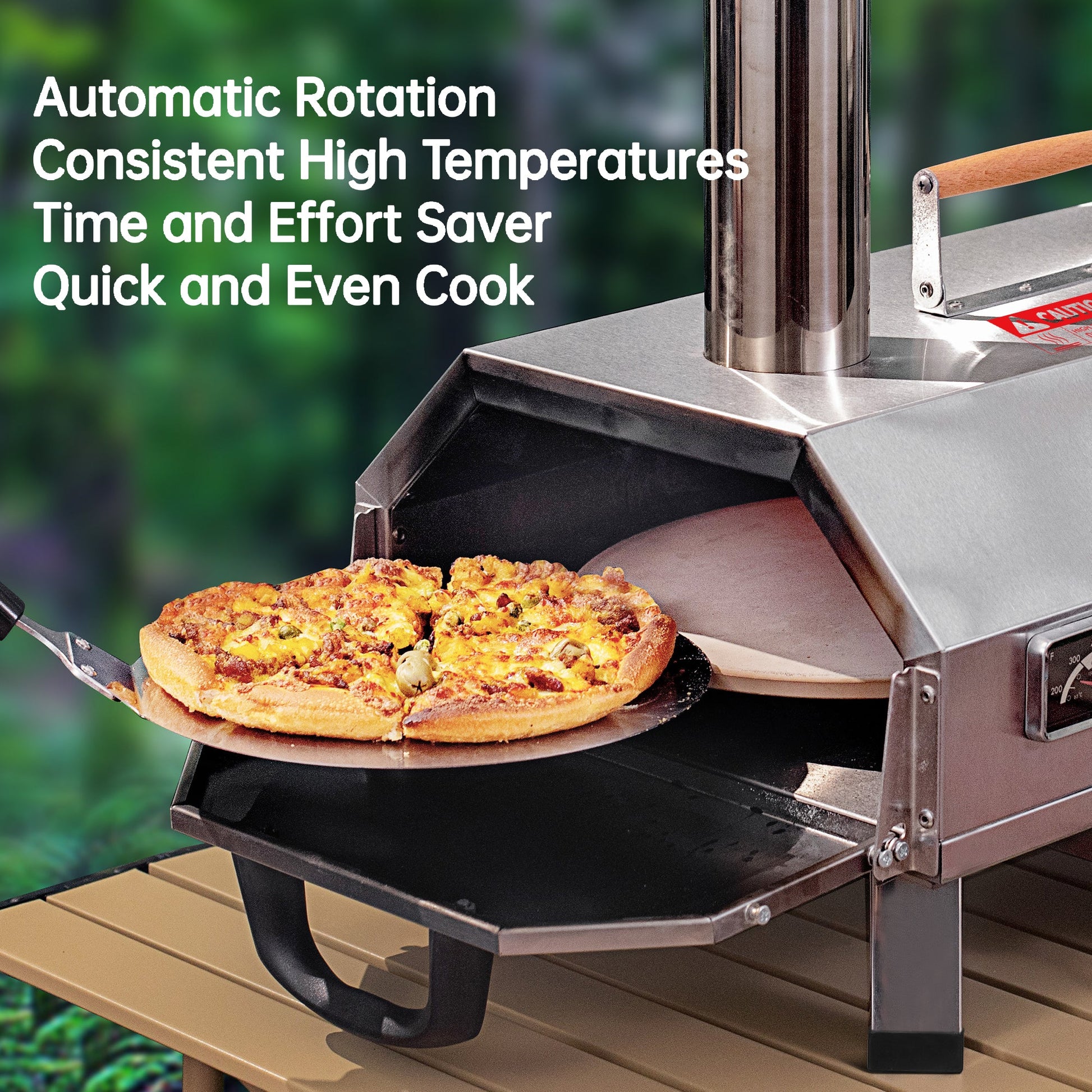 Stainless Steel Pizza Oven Outdoor 12" Automatic Rotatable Pizza Ovens Portable Wood Fired Pizza Oven Pizza Maker with Timer - Tampa Home & Garden Store