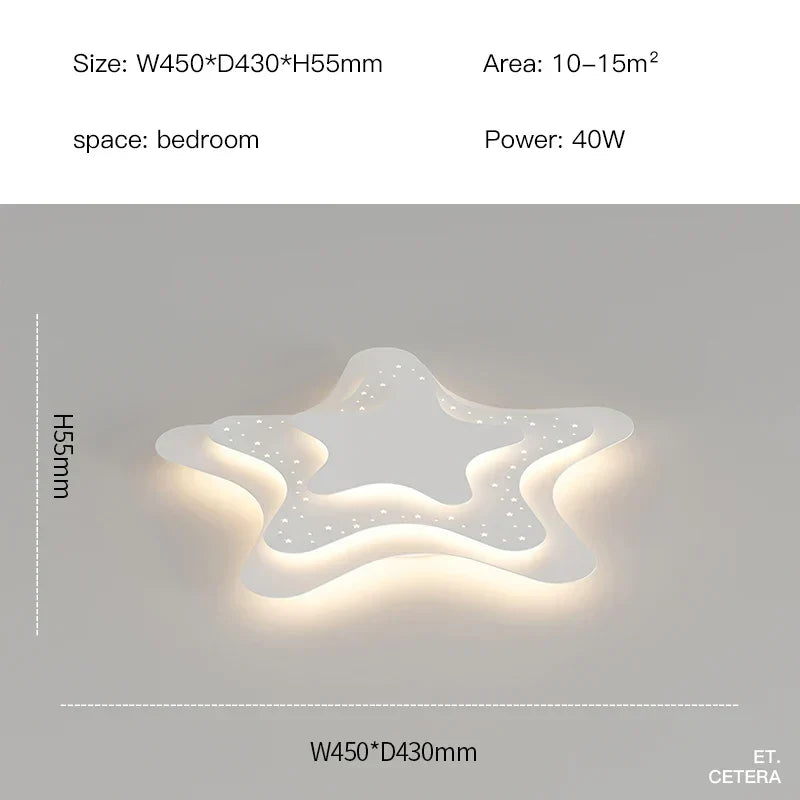 DecorBites LED star and moon ceiling chandelier for kids room, white plastic, warm glow on Tampa Home & Garden Store