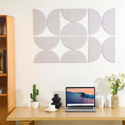 12pc felt wall panel kit Perfecsy with self-adhesive semicircular tiles in light gray on Tampa Home & Garden Store