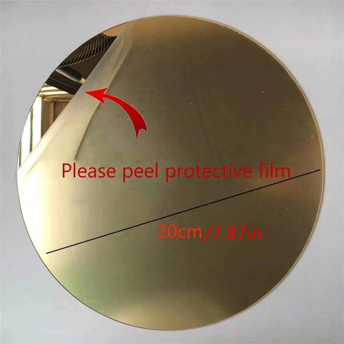 Perfecsy round gold acrylic mirror tray with protective film, 20 cm diameter on Tampa Home & Garden Store