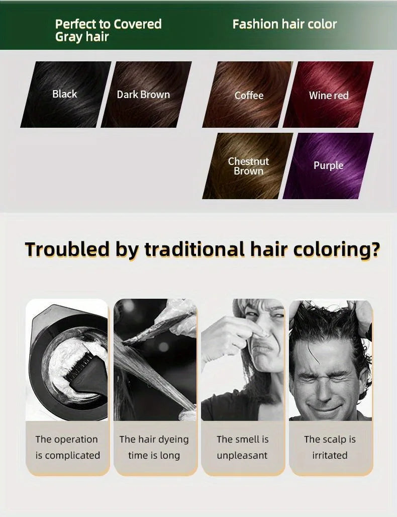 Hair Dye Shampoo 3 in 1 by Silcy Skin in Black, Dark Brown, Coffee, Purple and 6 color options on Tampa Home & Garden Store