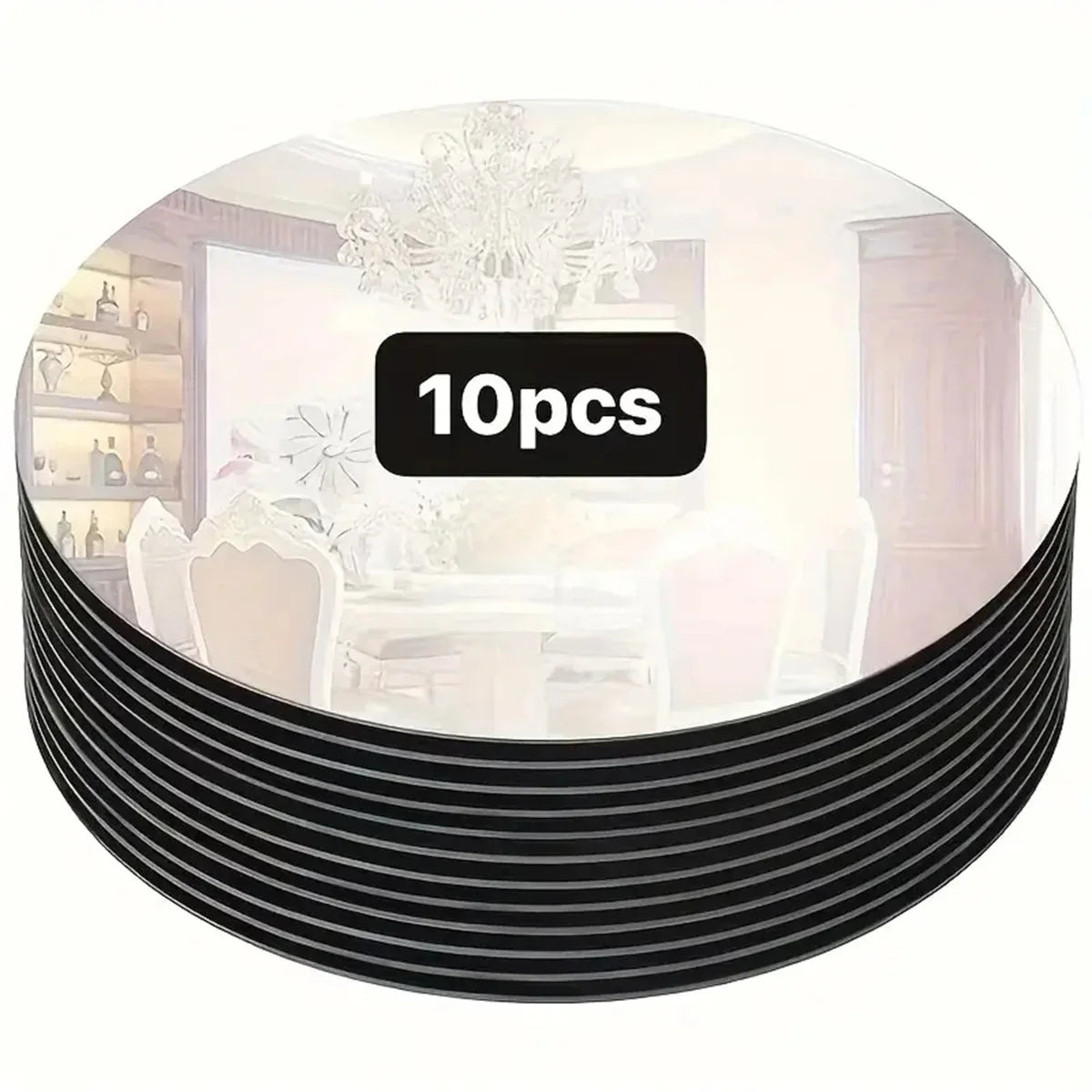 Perfecsy 10pcs acrylic round mirror plates 20/30cm with black rims for wedding & parties on Tampa Home & Garden Store