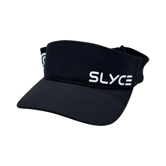 SLYCE Signature Visor black textured fabric with white SLYCE logo by Slyce Sport on Tampa Home & Garden Store