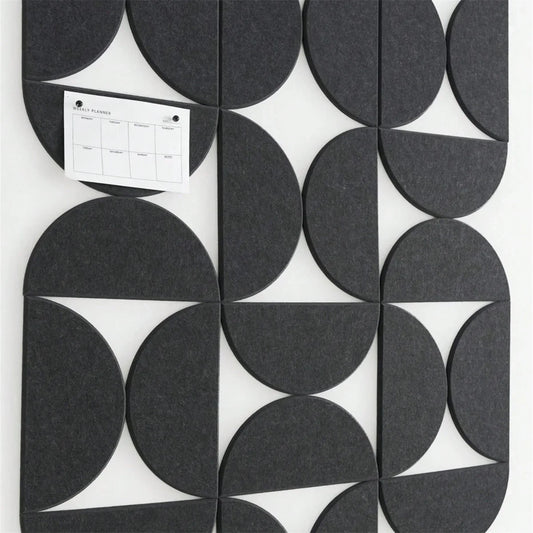 12pcs felt wall panel kit semicircular tiles dark charcoal self-adhesive by Perfecsy on Tampa Home & Garden Store