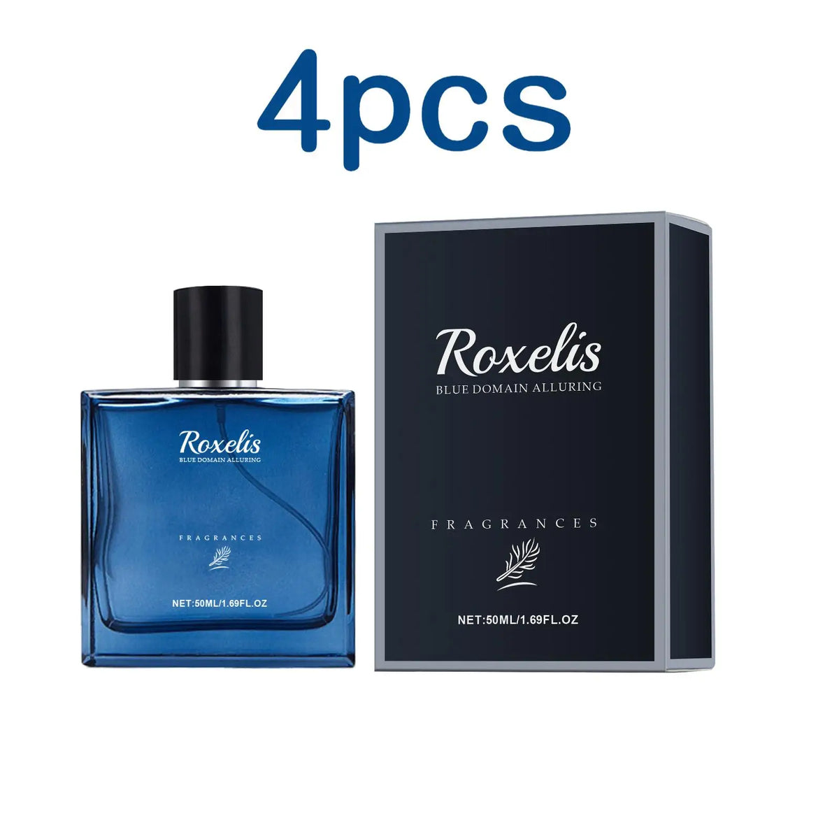 Roxelis 50ml blue domain alluring men's perfume bottle with black cap 4pcs Silcy Skin on Tampa Home & Garden Store