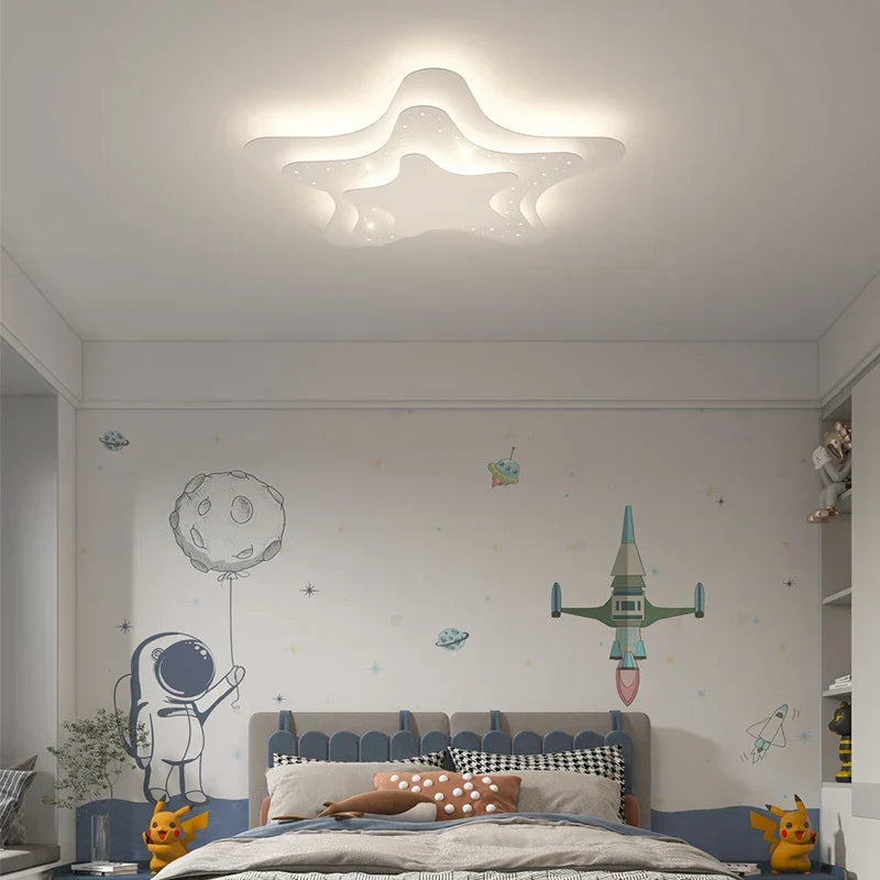 DecorBites Kids Room LED Chandelier stars and moon ceiling lamp for bedroom nursery white on Tampa Home & Garden Store