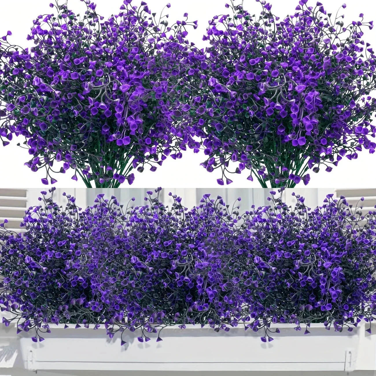 Perfecsy 12-bunch purple outdoor artificial flowers UV-resistant plastic shrubs for garden on Tampa Home & Garden Store