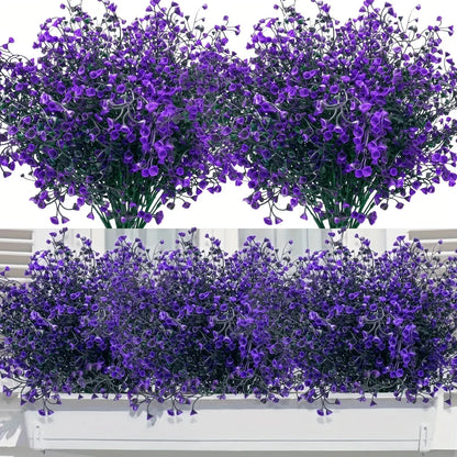 Perfecsy 12-bunch purple outdoor artificial flowers UV-resistant plastic shrubs for garden on Tampa Home & Garden Store
