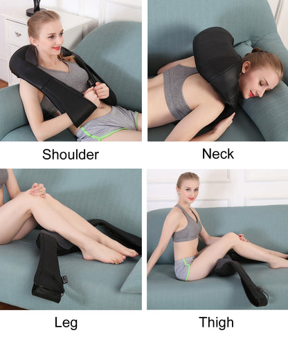 LUYAO LY-580A+1 shiatsu deep kneading heated Neck shoulder back body massager massage belt shawl massage machine - Tampa Home & Garden Store