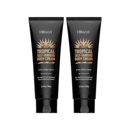 Tropical Self-Tanning Body Cream two tubes by Hillozzi, black tubes with gold logo, 3.5 oz each on Tampa Home & Garden Store
