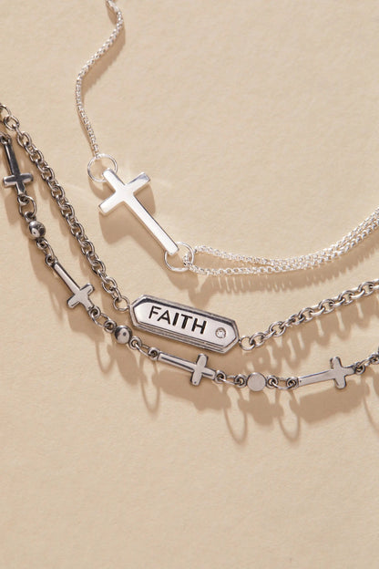 Pull Chain Cross Bracelets, 4-piece silver-tone set by ALEX AND ANI with cross charms on Tampa Home & Garden Store