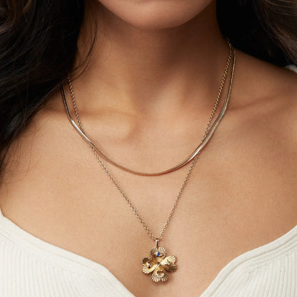 Lucky Four Leaf Clover Necklace and Evil Eye