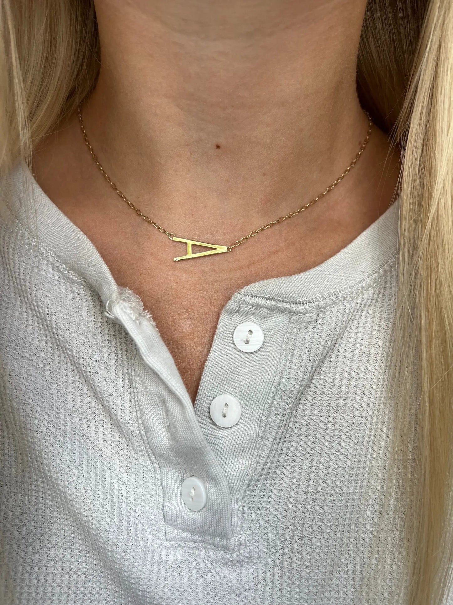 A Initial Necklace with CZ in Silver or Vermeil