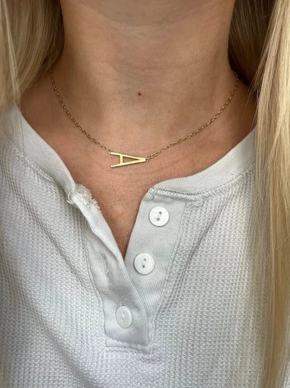 A Initial Necklace with CZ in Silver or Vermeil
