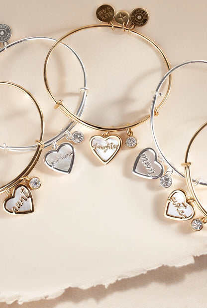 Aunt Mother Of Pearl Bangle With Crystal Charm