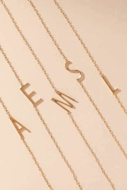 Initial S Elongated Necklace by ALEX AND ANI gold-tone chain with crescent charm on Tampa Home & Garden Store