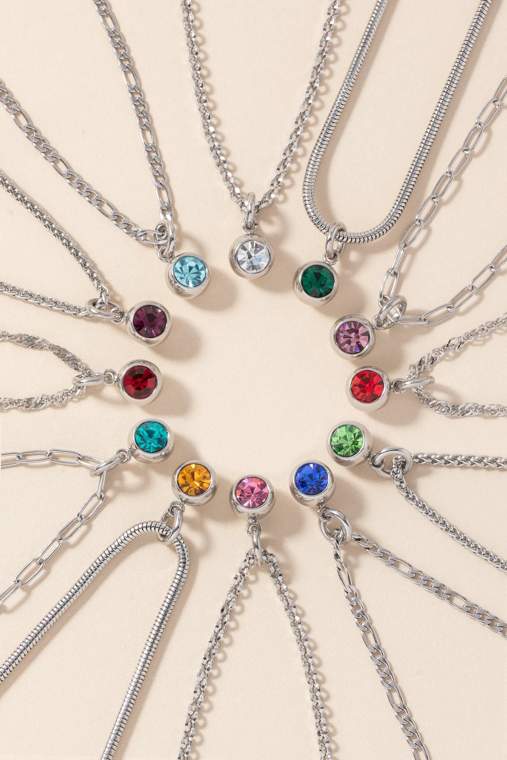June Birthstone Interchangeable Charm by ALEX AND ANI with colorful pendants on silver chains on Tampa Home & Garden Store