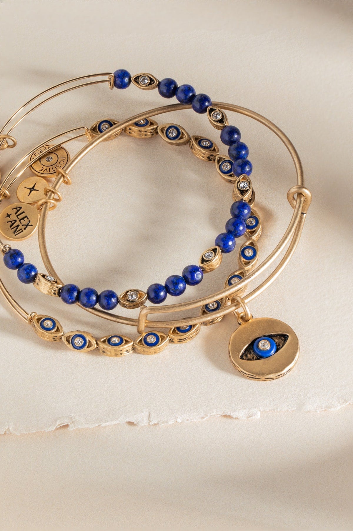 Untamed Evil Eye Lapis Bangle by ALEX AND ANI with blue lapis beads and crystal eyes on Tampa Home & Garden Store