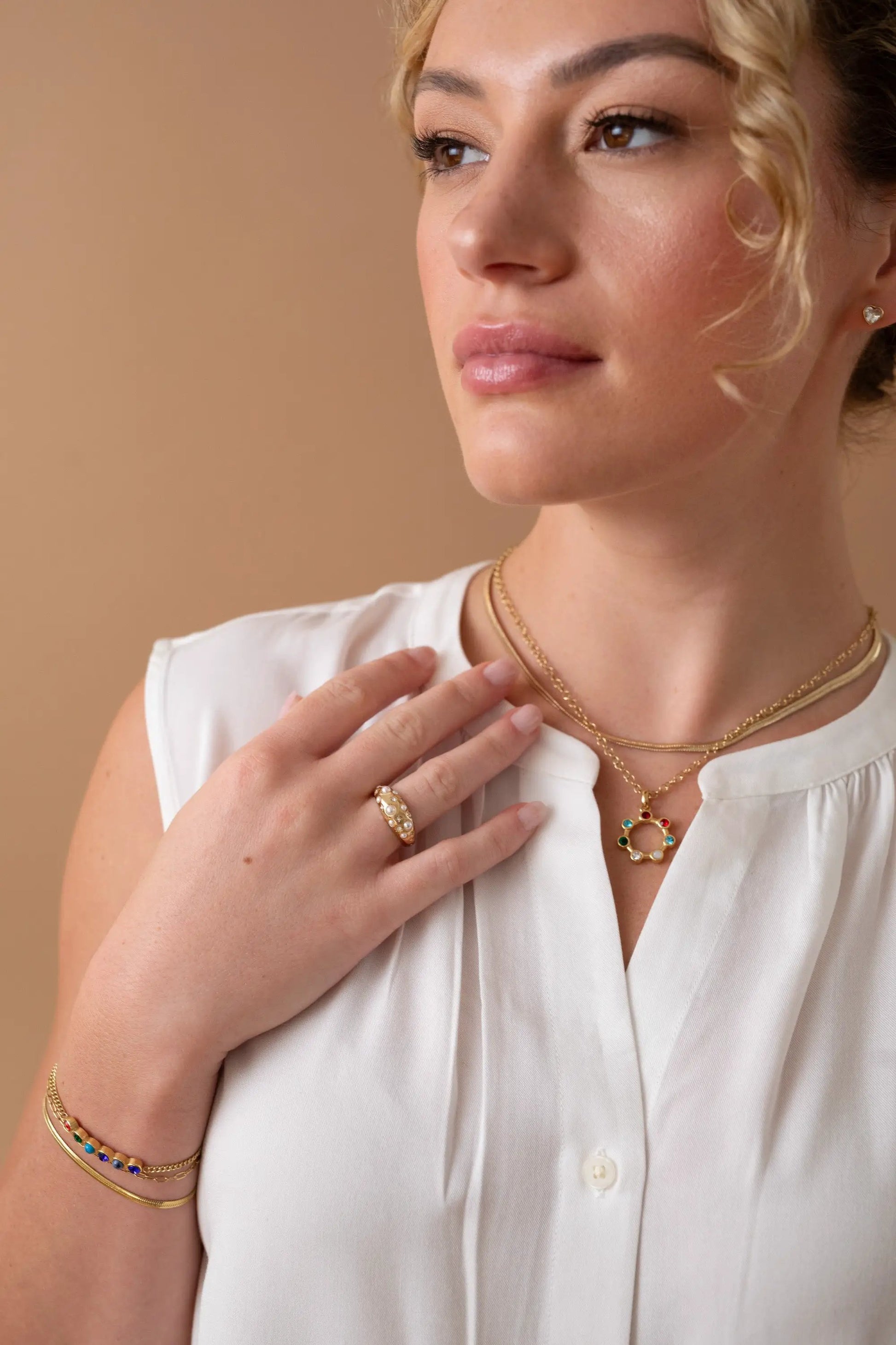 Sister Hidden Message Acrostic Bolo Bracelet gold-tone with colorful stones by ALEX AND ANI on Tampa Home & Garden Store