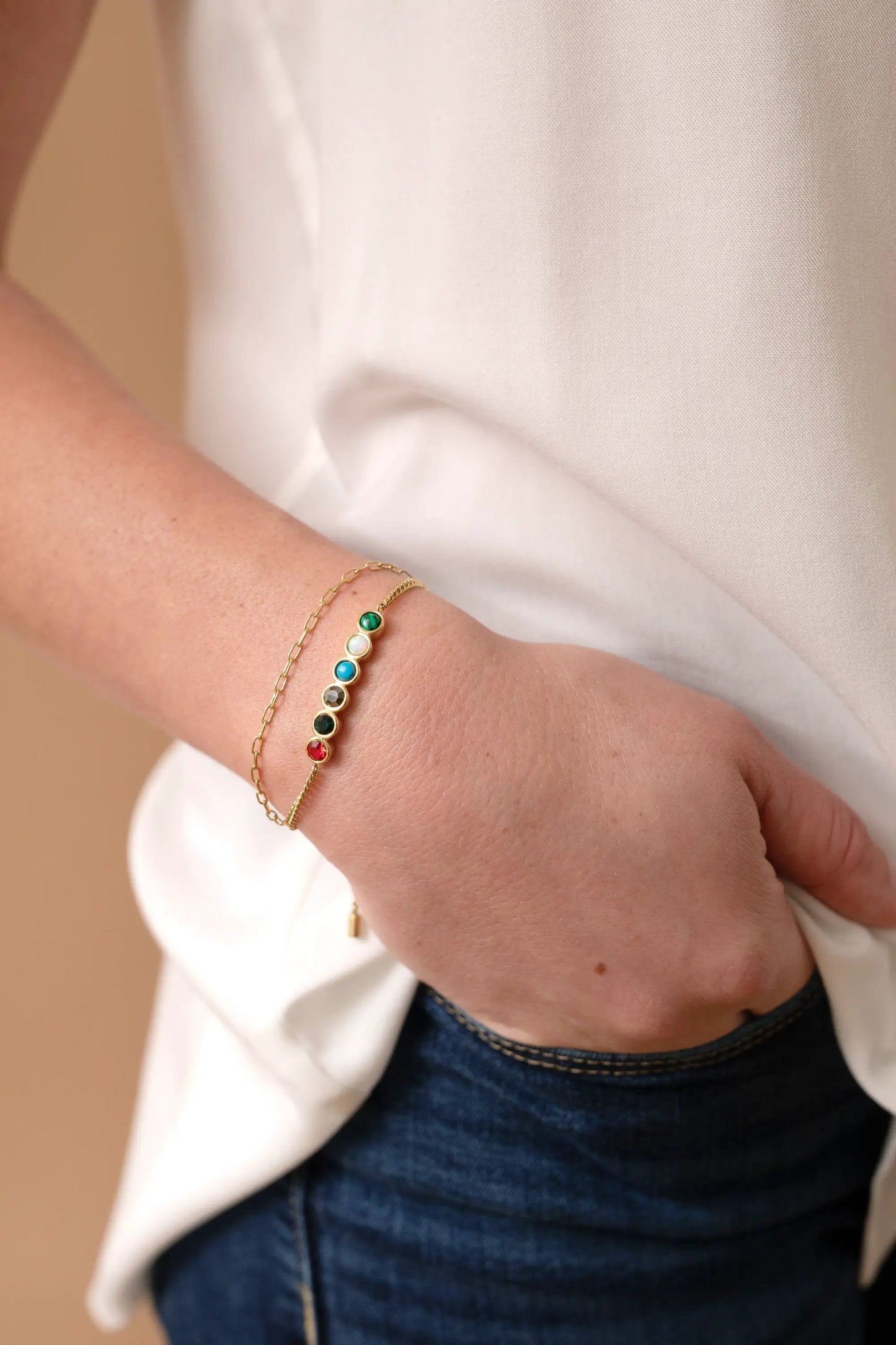 Mother Hidden Message Acrostic Bolo Bracelet by ALEX AND ANI, gold-tone bolo with colorful beads on Tampa Home & Garden Store