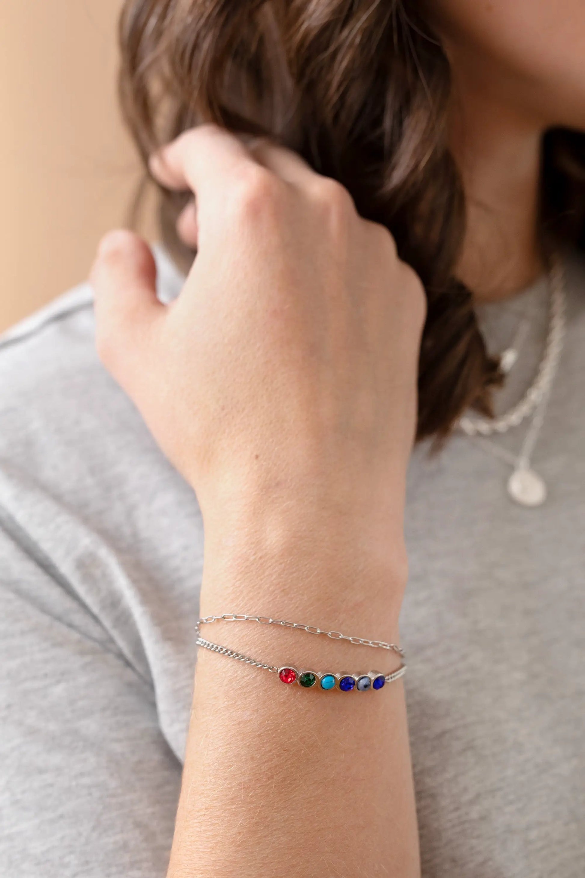 Sister Hidden Message Bolo Bracelet by ALEX AND ANI with rainbow beads on chain bracelets on Tampa Home & Garden Store