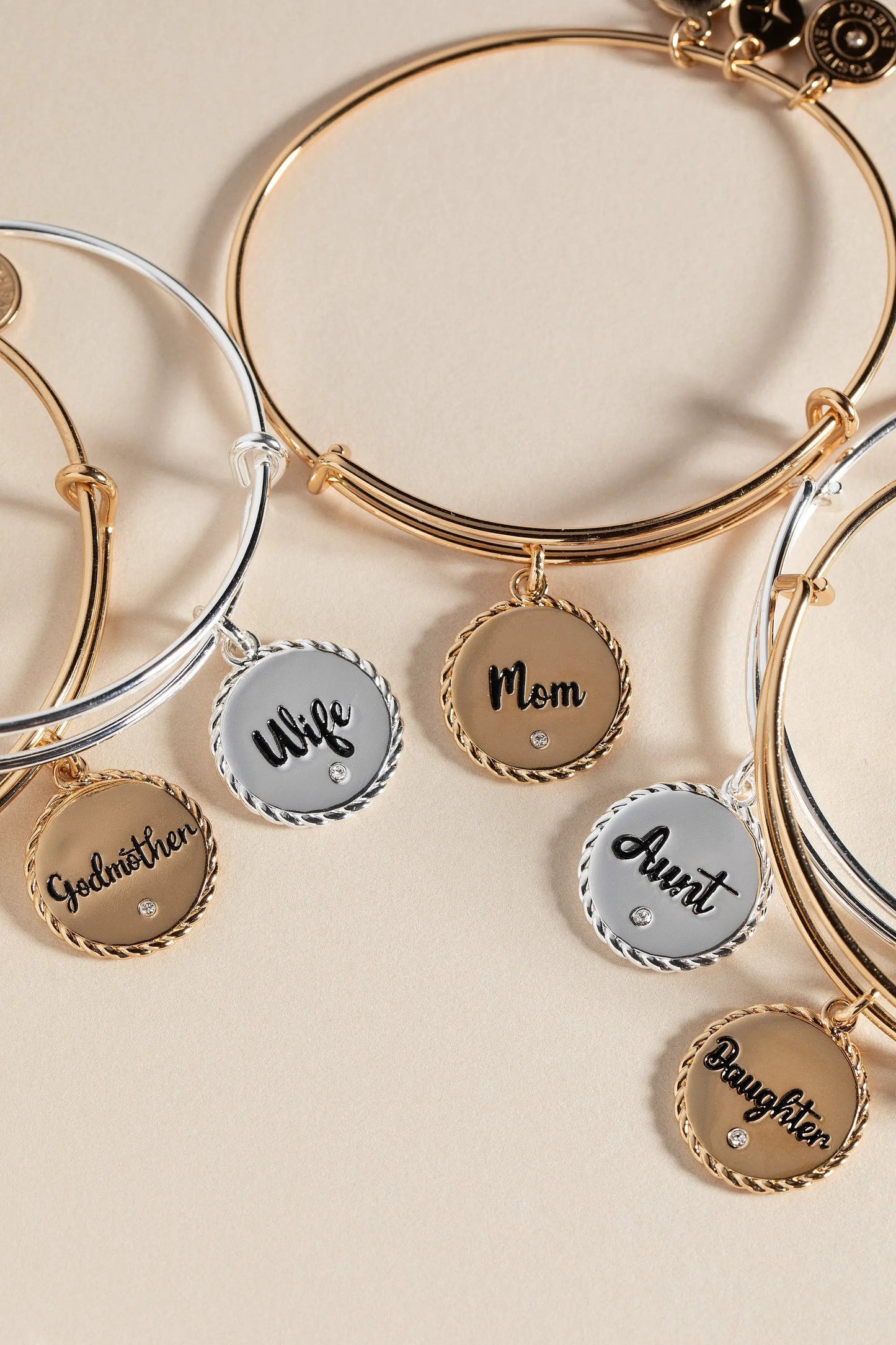 Daughter Charm Bangle With Engraved Crystal
