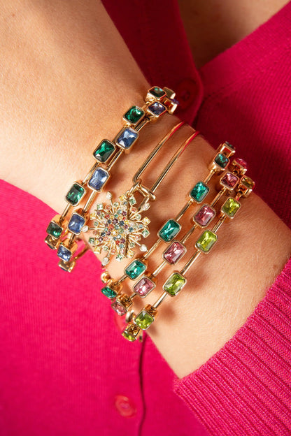 June Birthstone Emerald Cut Bangle by ALEX AND ANI gold bracelet with emerald-cut stones on Tampa Home & Garden Store