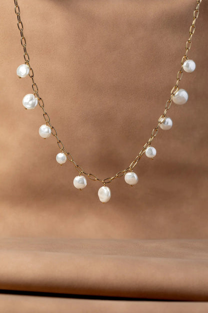 Coin Pearl Necklace With Freshwater Pearls
