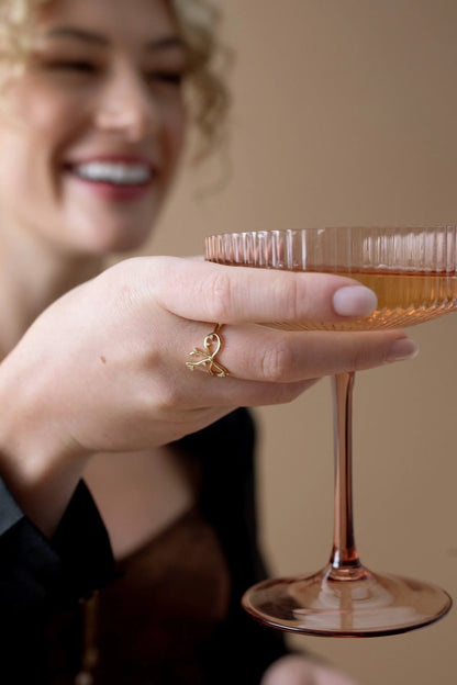 Coquette Bow Ring goldtone delicate bow design worn on finger on Tampa Home & Garden Store