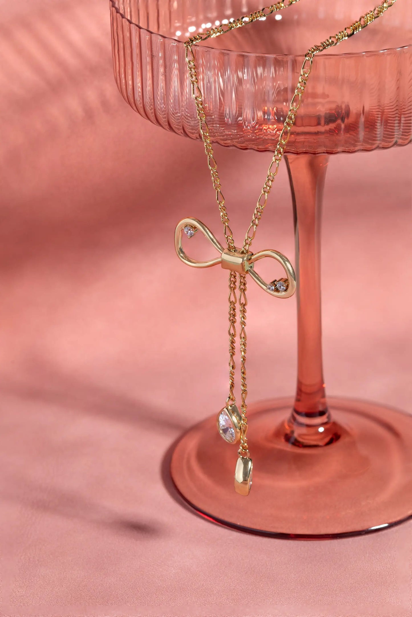 Coquette Bow Necklace gold-tone bow pendant with crystals on layered chains by ALEX AND ANI on Tampa Home & Garden Store