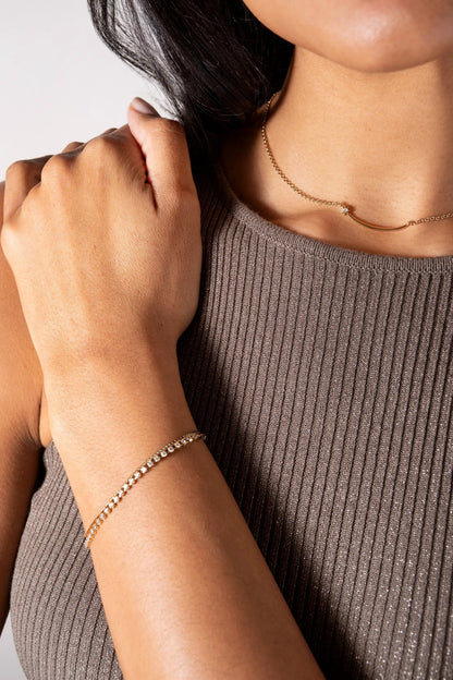 Double Strand Crystal Tennis Chain Bracelet by Alex and Ani, gold-tone with clear crystals on Tampa Home & Garden Store