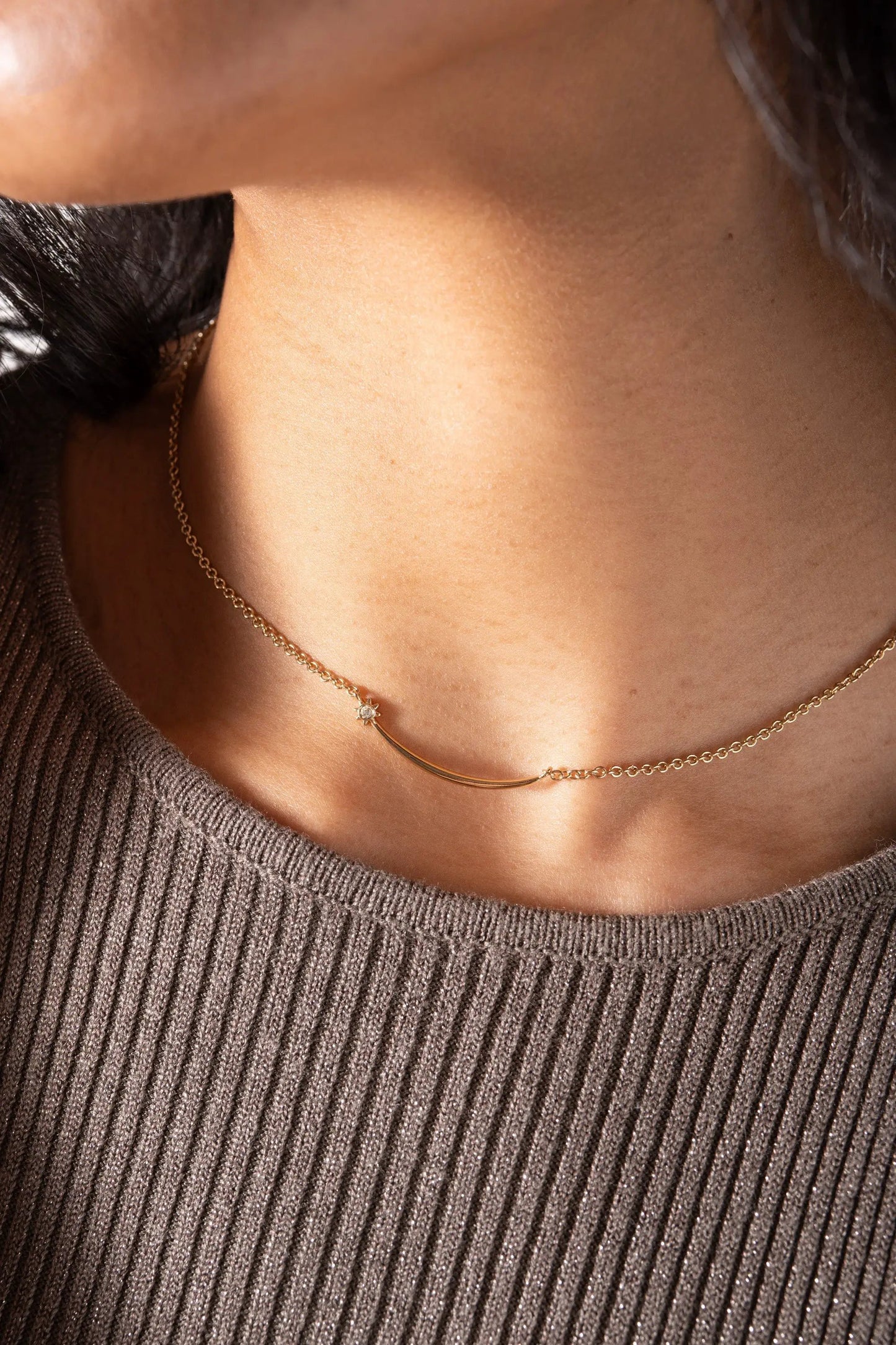 Celestial Shooting Star Necklace With Crystal
