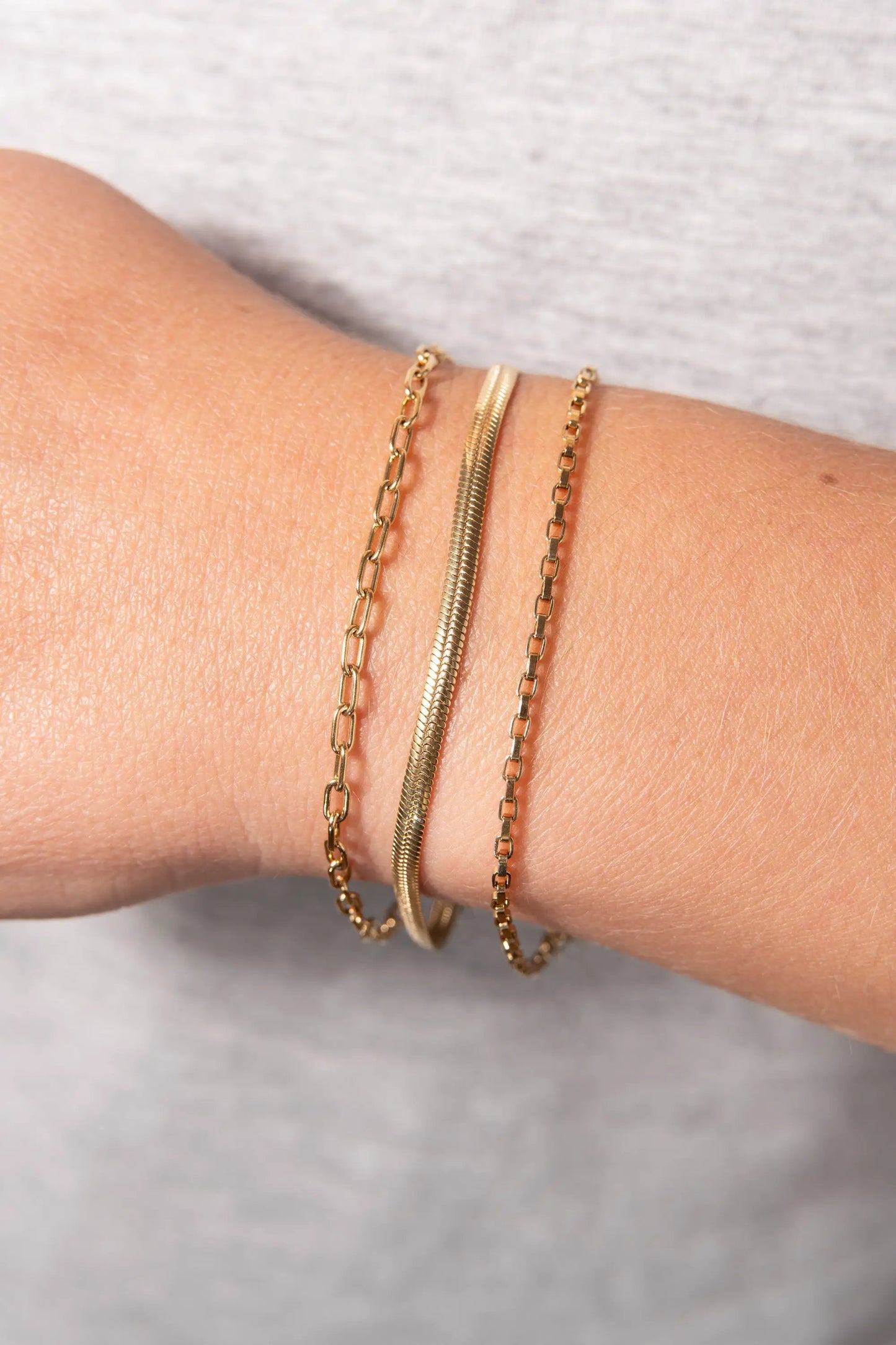 Everyday Paperclip Chain Bracelet gold with ribbed bar and slim chains on wrist on Tampa Home & Garden Store