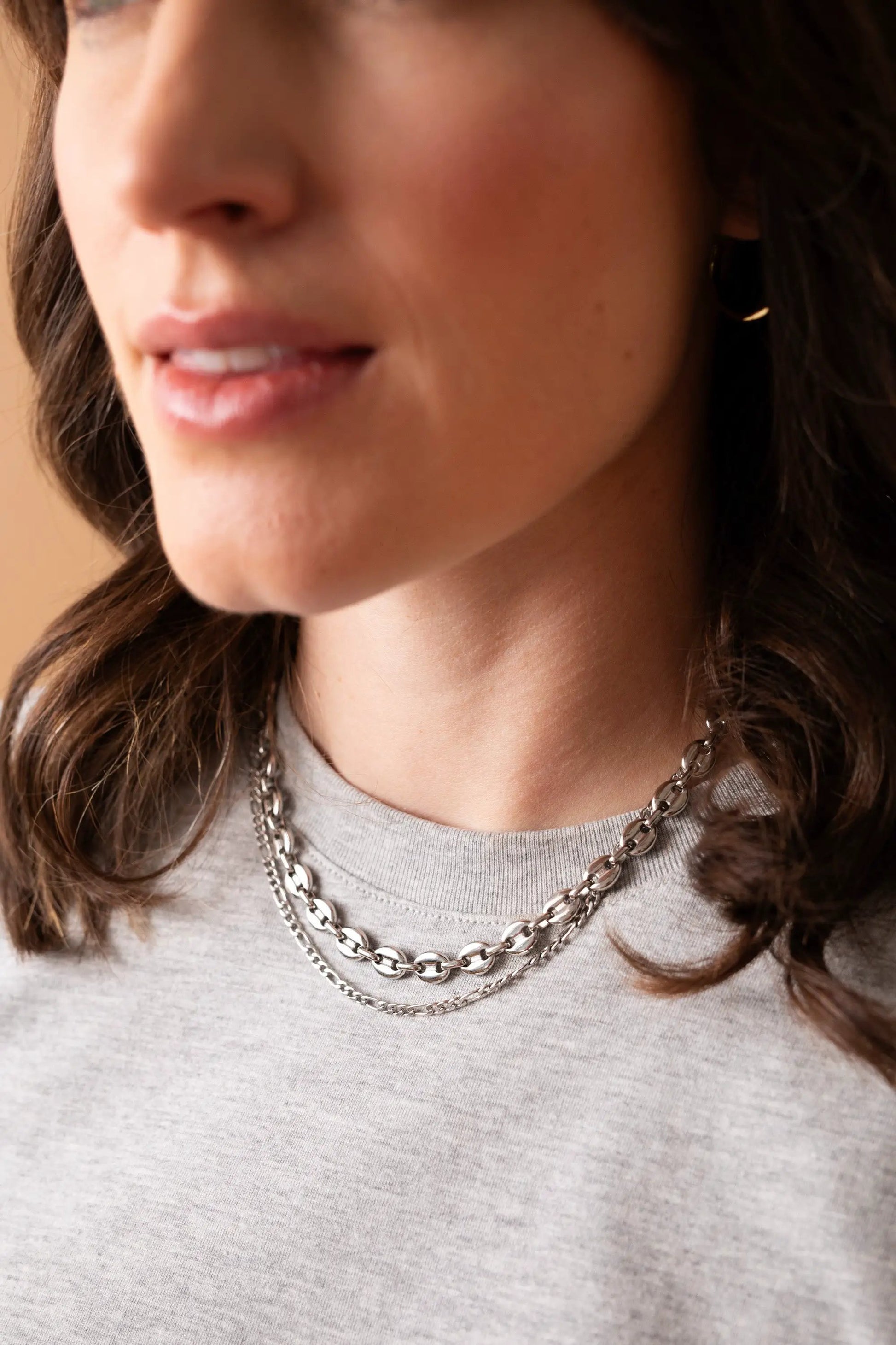 Mariner Necklace by ALEX AND ANI, silver-toned layered chain with chunky links on Tampa Home & Garden Store