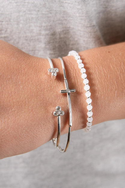 Cross Inline Bangle With Crystal Accent Sparkle