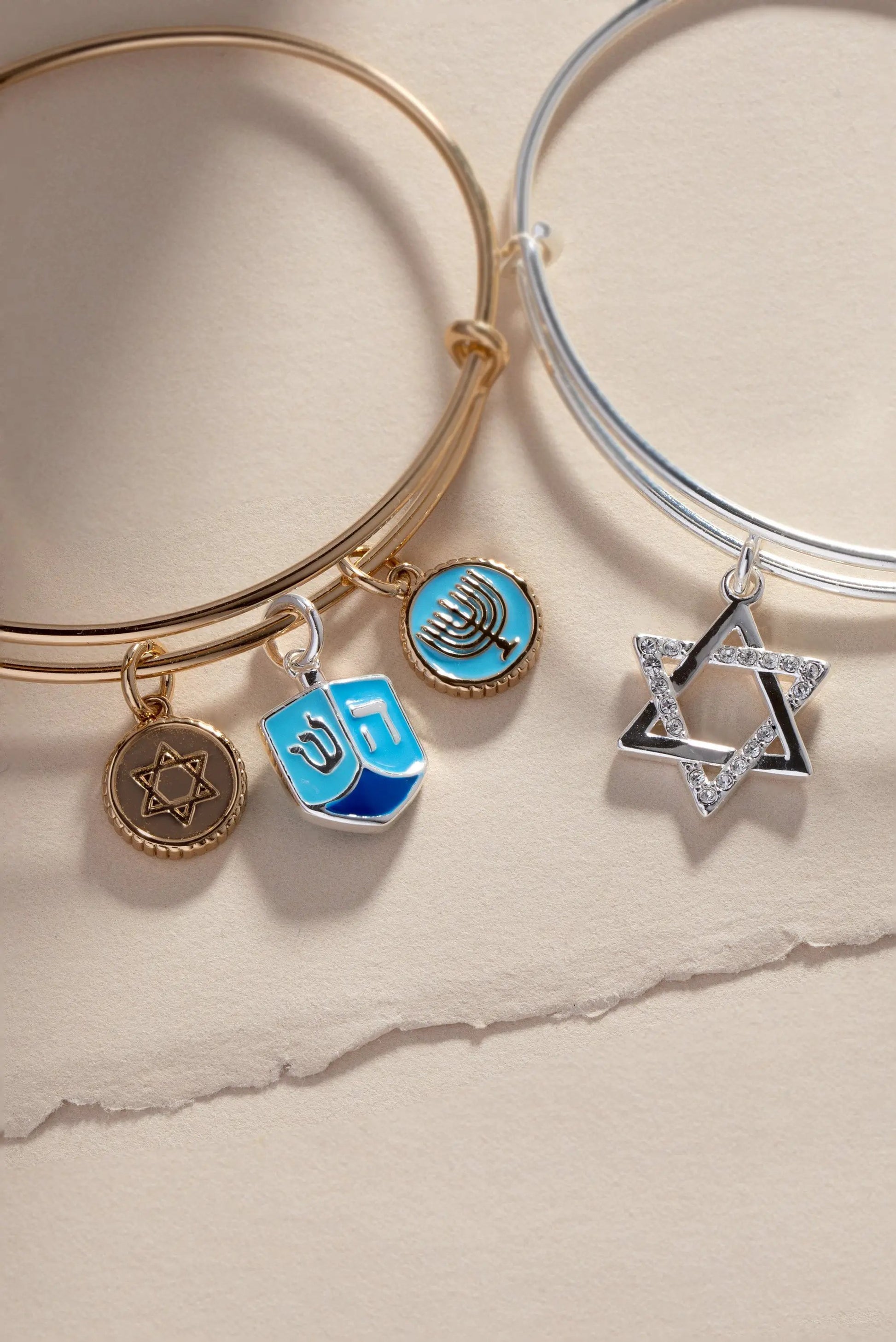 Star of David bangle bracelet by ALEX AND ANI with bangles and turquoise menorah charm on Tampa Home & Garden Store