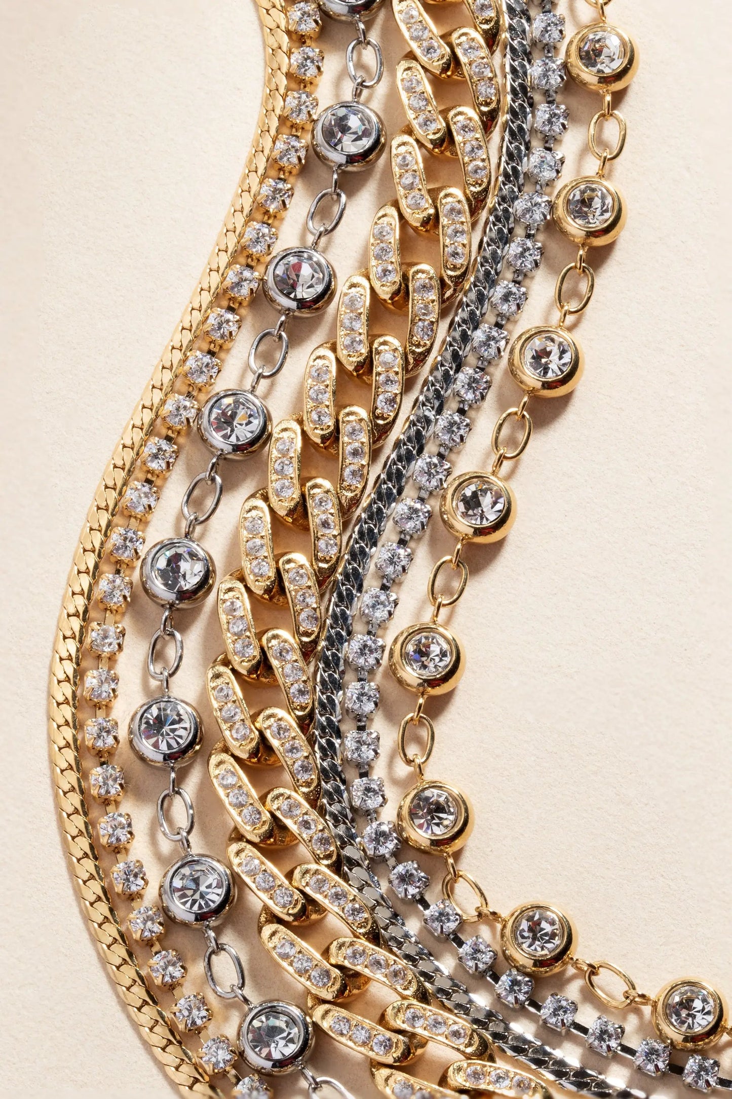 Double Strand Crystal Tennis Chain Bracelet in gold and silver tones with pave crystals on Tampa Home & Garden Store