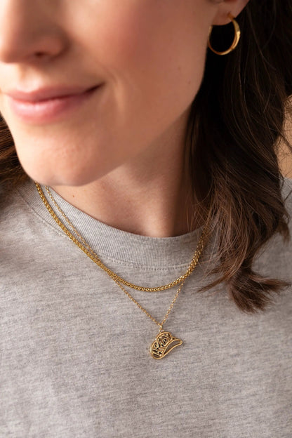 Howdy Necklace by Alex and Ani, gold-tone chain with crown-like pendant on Tampa Home & Garden Store